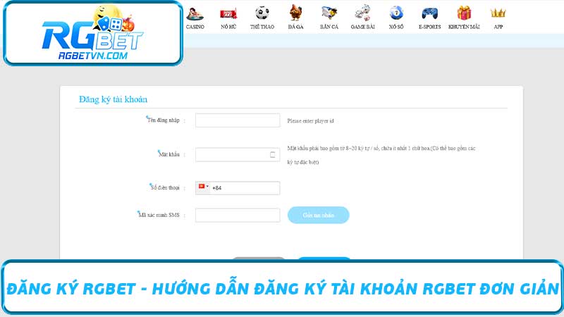 Đăng ký RGBet - Hướng dẫn đăng ký tài khoản RGBet đơn giản